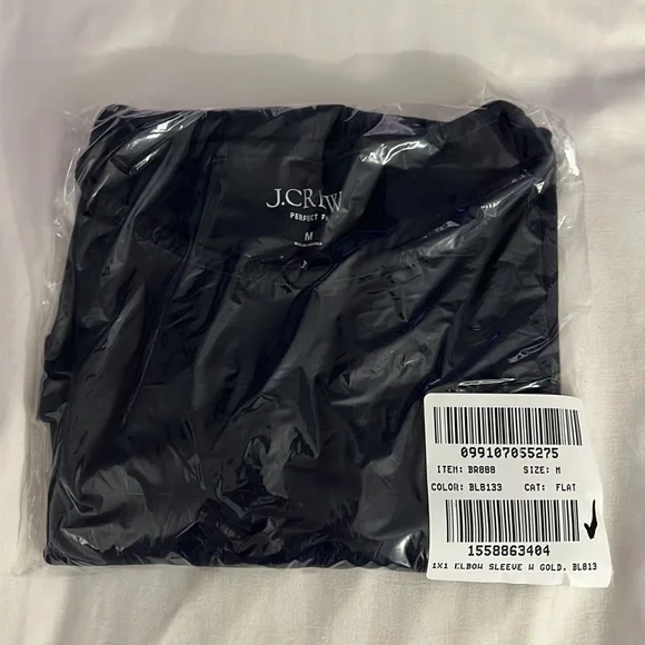 J. Crew Perfect-fit elbow-sleeve T-shirt with buttons, navy, size M - Picture 5 of 5